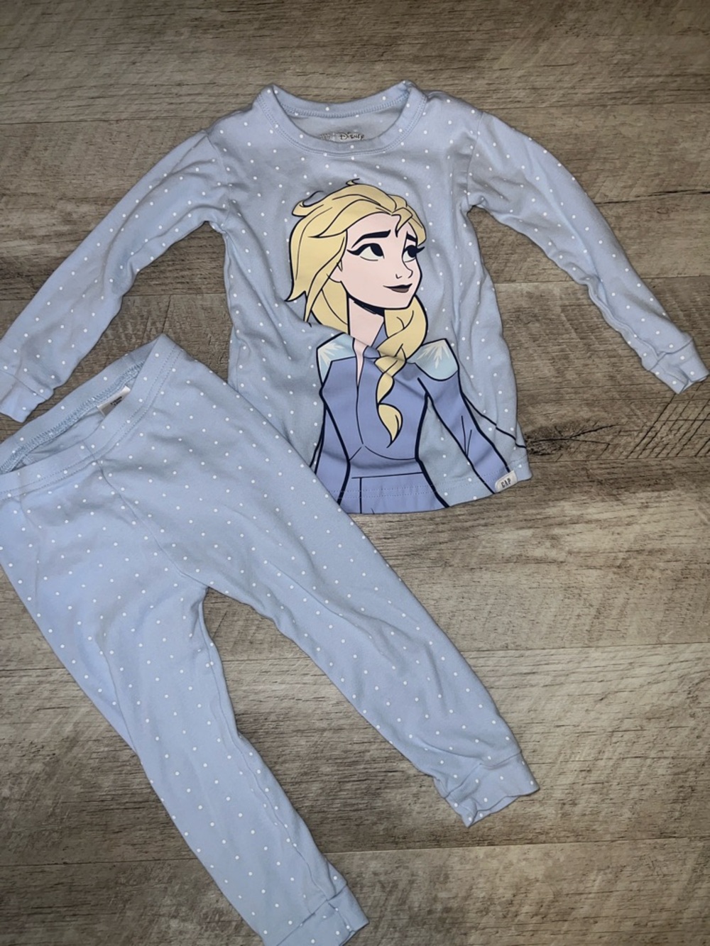 GAP x Disney Light Blue Elsa Polka Dot Pajama Set